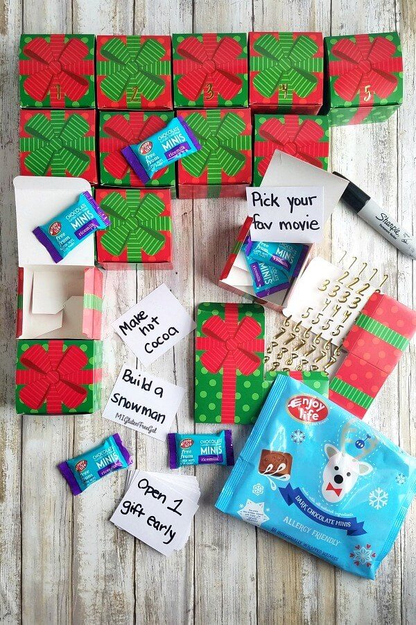 DIY Christmas Advent Calendar Filled with Enjoy Life Chocolate Minis