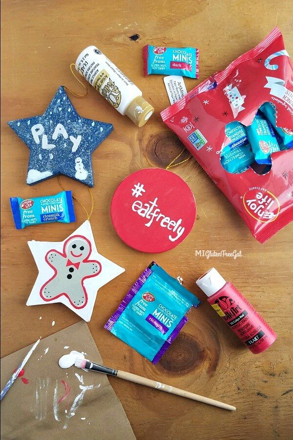 DIY Christmas Ornaments using Enjoy Life Foods Chocolate Minis Gingerbread Man Cutout