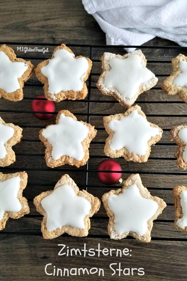 gluten free cinnamon stars on baking rack