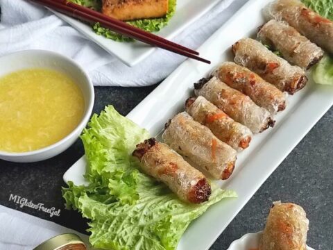 rice paper egg rolls with Hook Line and Savor citrus ginger salmon