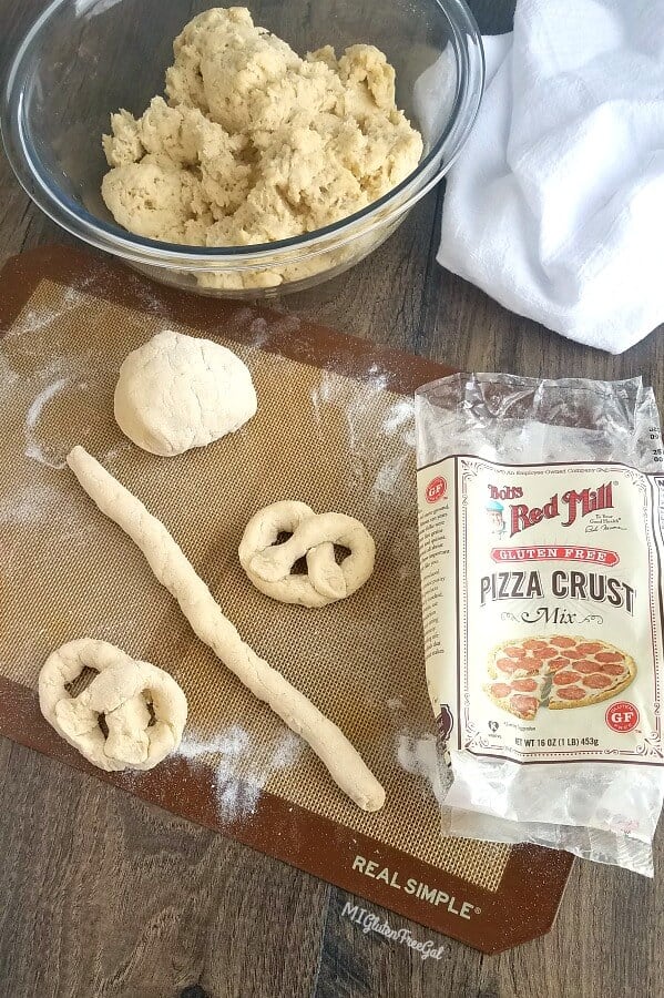 Gluten Free Soft pretzel bites with bob's red mill pizza crust package