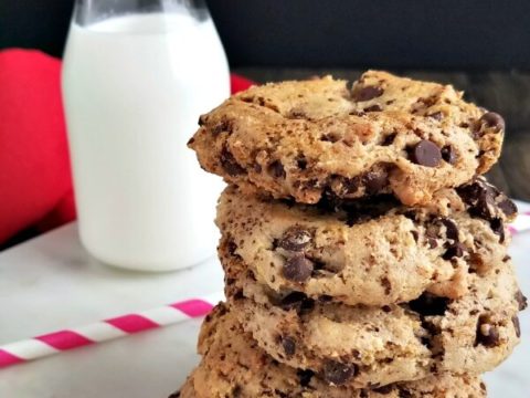 gluten free vegan chocolate chip cookies stacked