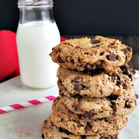 gluten free vegan chocolate chip cookies stacked