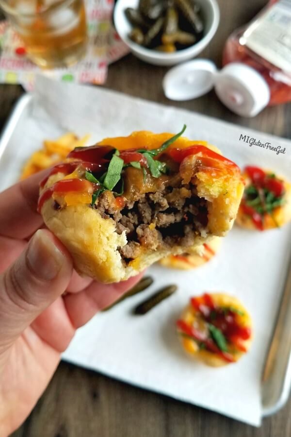 gluten free cheeseburger muffin cups closeup