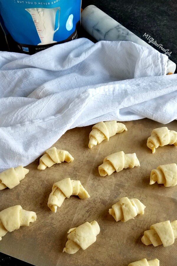 Gluten Free Crescent Rolls (small) rolled and ready to rise
