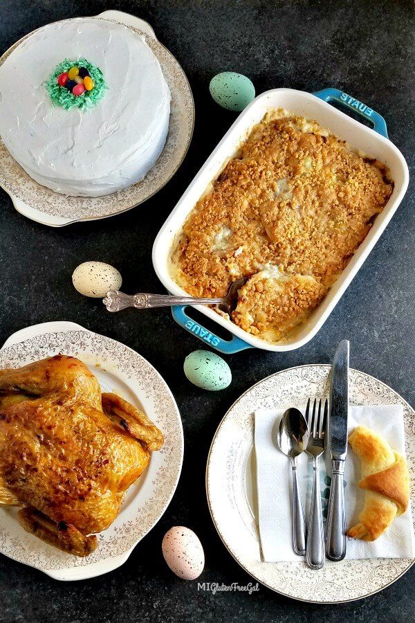 Gluten Free Scalloped Potatoes with Easter Meal Components