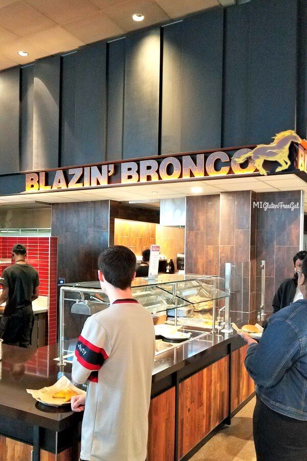 Western Michigan University Blazin Broncos Station offers gluten free burgers