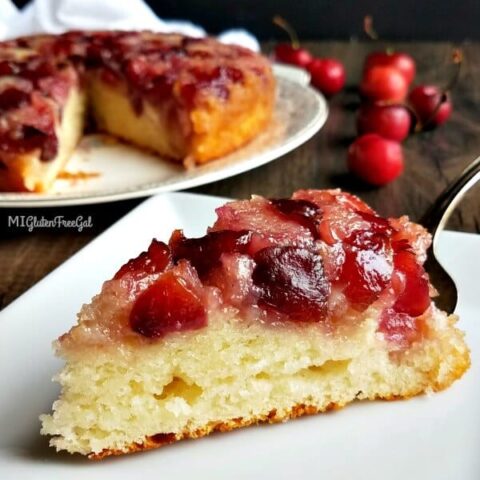 upside down cake plated