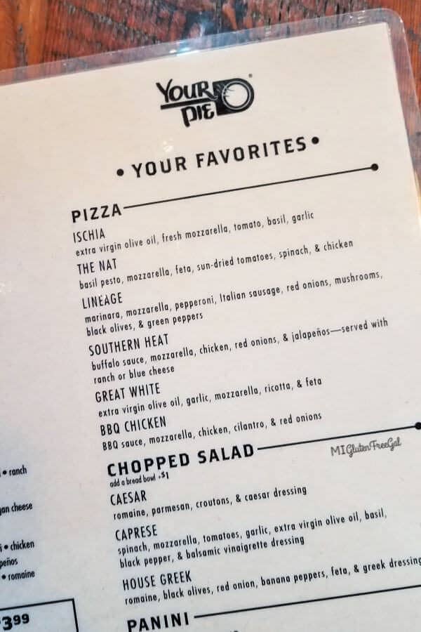 your pie pizza menu 