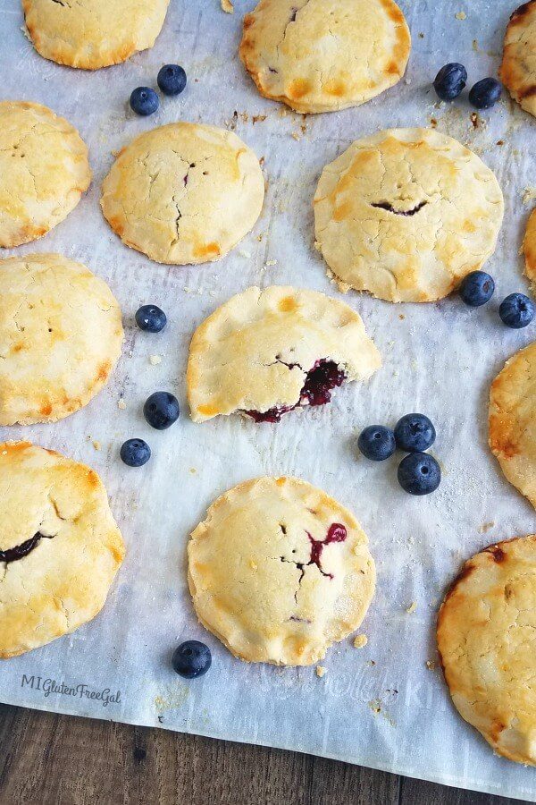 gluten free jam hand pies on cookie sheet