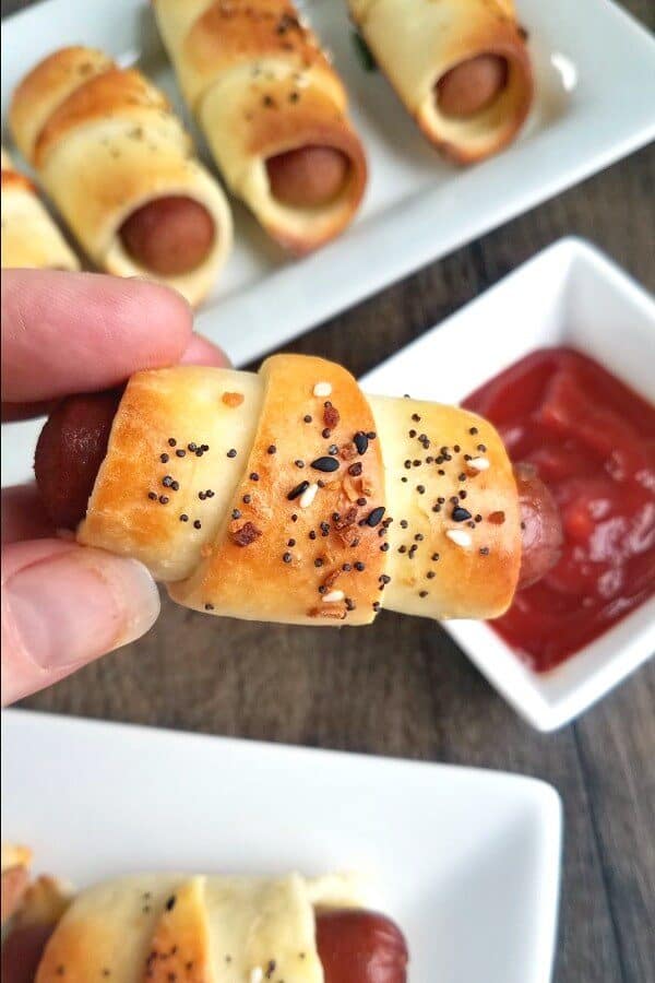 gluten free pigs in a blanket closeup