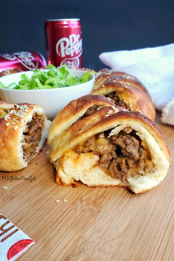 gluten free cheeseburger crescent ring inside view