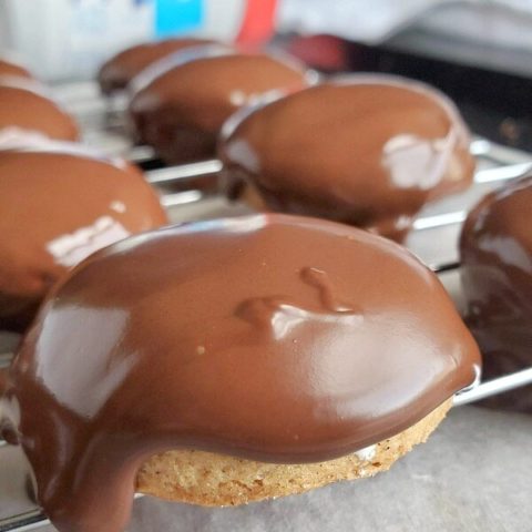 gluten free mallomars topped with chocolate
