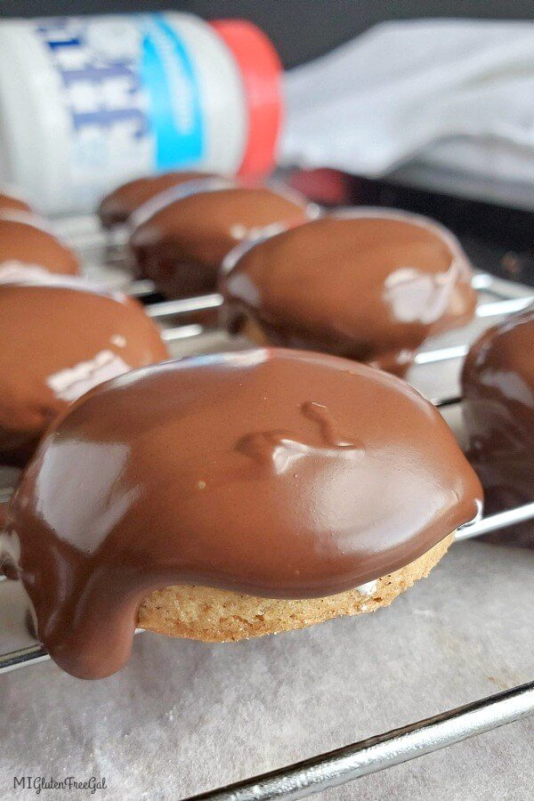 gluten free mallomars topped with chocolate 