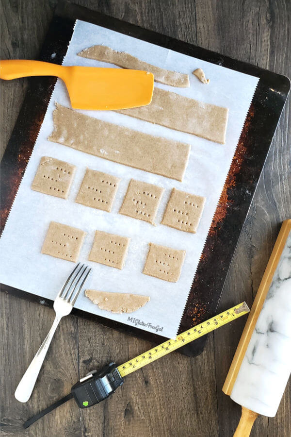 gluten free graham crackers dough cut and scored