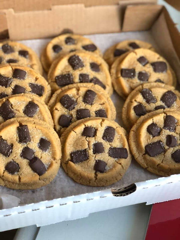 krafted gluten free vegan chocolate chunk cookies in delivery box