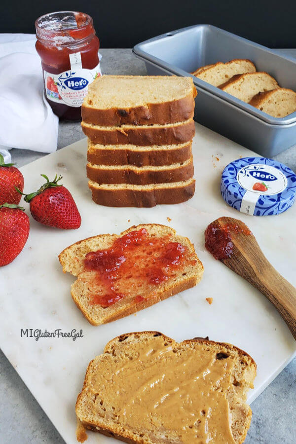 gluten free peatnut butter bread pb and J