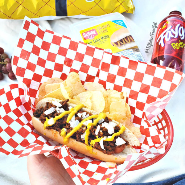 Gluten Free Flint Coney Dog on Schar gluten free bun