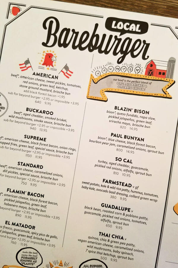 Bareburger Short North Columbus Gluten Free Menu