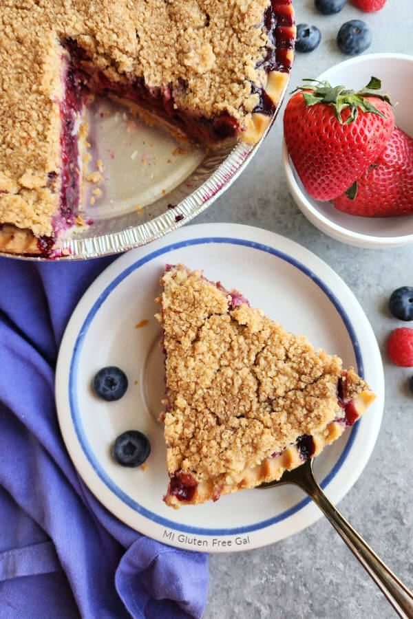 Gluten Free Fruits of the Forest Pie on plate