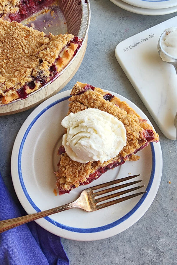 Gluten Free Fruits of the Forest Pie with ice cream