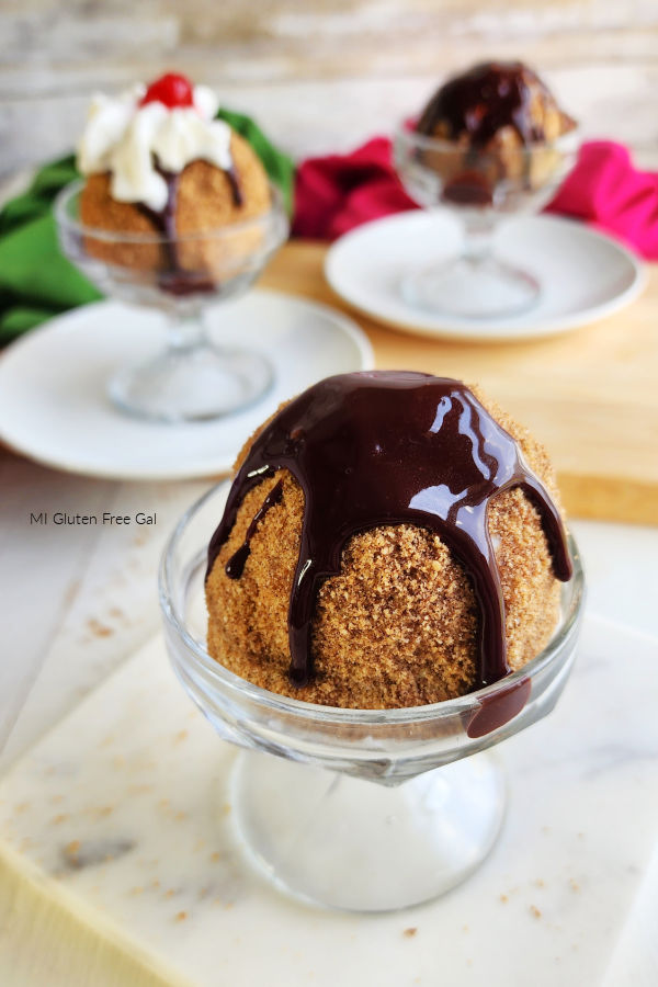Gluten Free Mexican Fried Ice Cream made with Cinnamon Chex