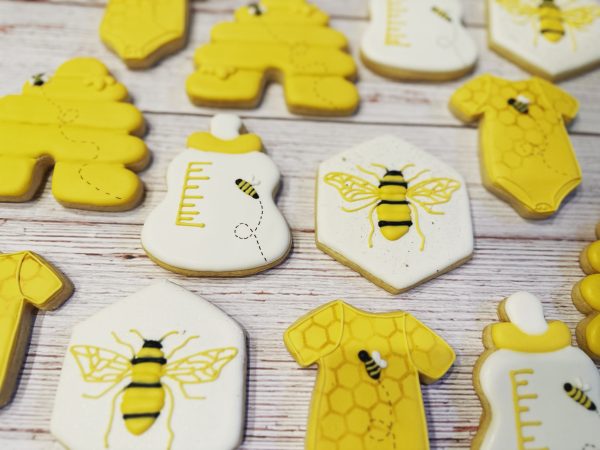 Brit's Baked Bites Bee Themed Decorated Baby Shower Cookies