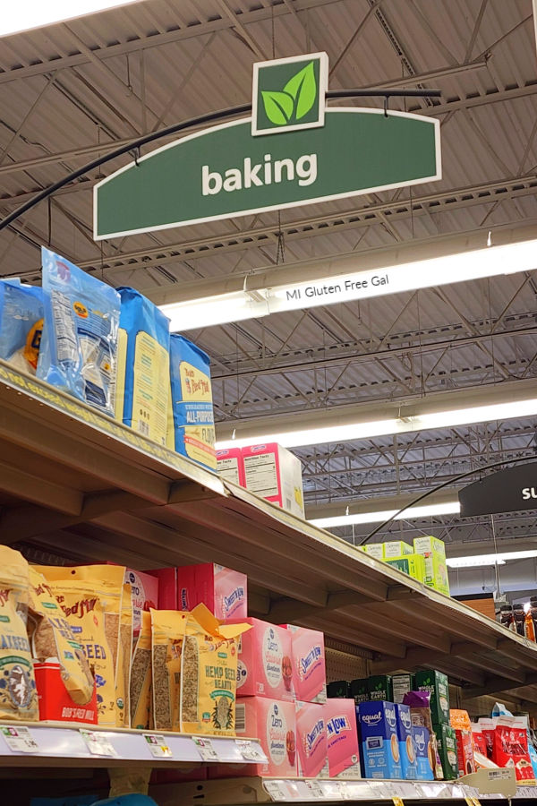 At Kroger, gluten free products are often found in "healthy" sub-sections in regular aisles