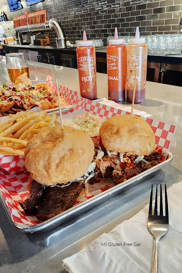 Gluten Free Burgers and Fries at Heights Brewing in Farmington, MI