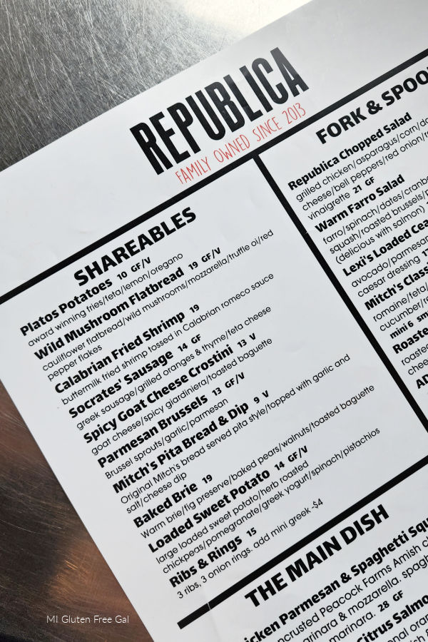 Republica Gastropub Menu
