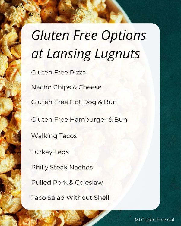 Gluten Free Menu at Jackson Field, home of the Lansing Lugnuts