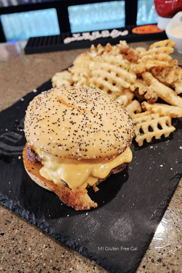 GLuten Free Cheeseburger and Waffle Fries
