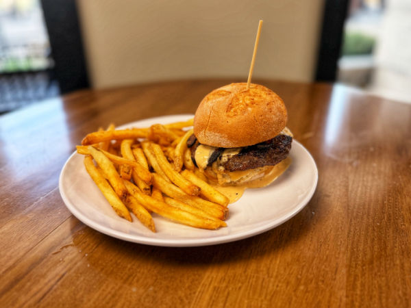 Gluten Free Burger and Fries at Archival Brewing in Belmont, MI