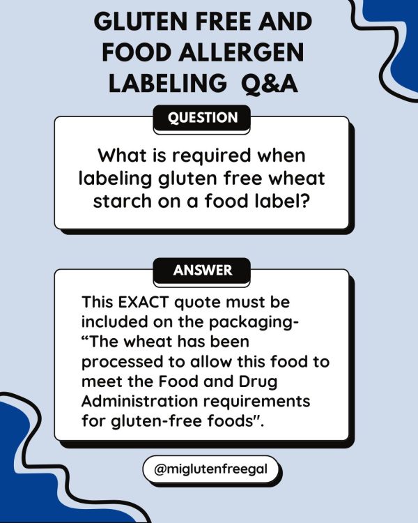 Requirements for labeling gluten free wheat starch in a food product