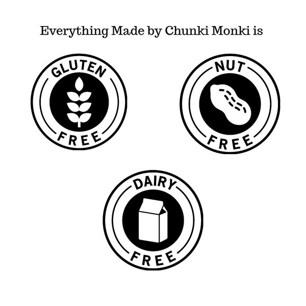 Chunki Monki Cookies are gluten, dairy and nut free.