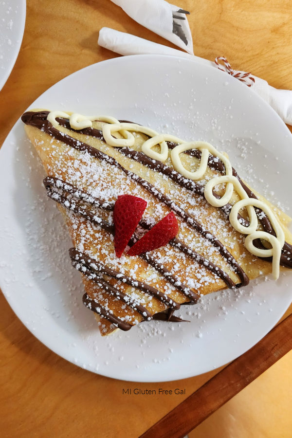 Gluten Free Flying Bear Crepe at Newaygo Bookstore in Michigan