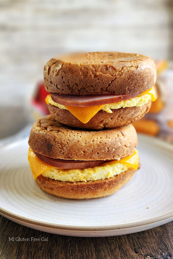 Gluten Free Bacon, Egg and Cheese Breakfast Sandwich.