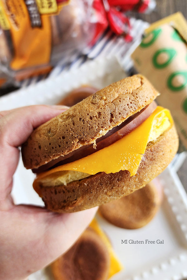 Gluten Free Bacon, Egg and Cheese Breakfast Sandwich